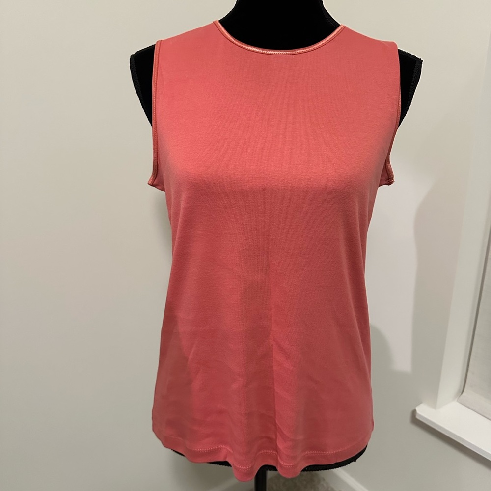 Women’s Christopher & Banks Salmon Crew Neck Satin Trim Perfect Tank